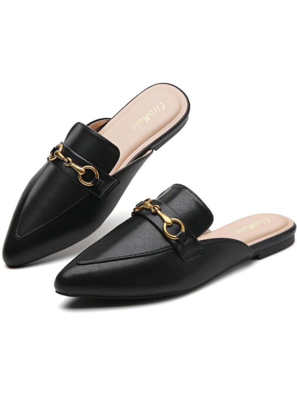 Chic Pointed Toe Backless Flat Mules for Women - Stylish Slip-On Loafer Slides